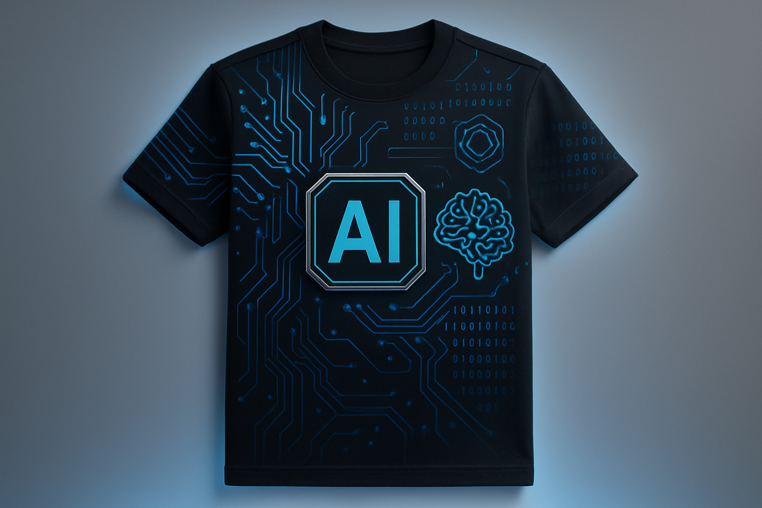 una imagen con tematica de camisetas y inteligencia artificial